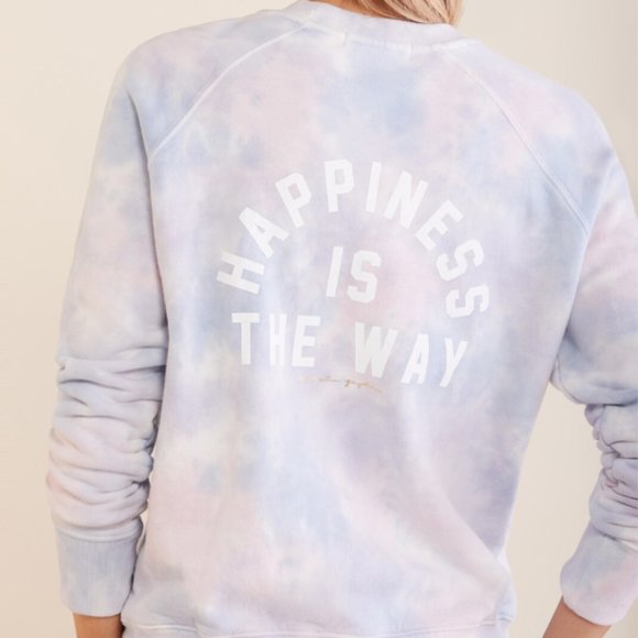 Spiritual Gangster Tops - Spiritual Gangster "Happiness Is The Way" Tie-Dye Sweatshirt